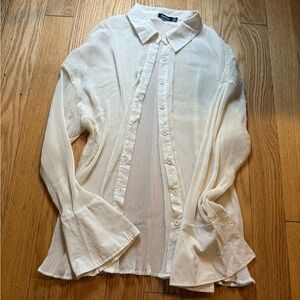 Boohoo plisse Button-Up Blouse